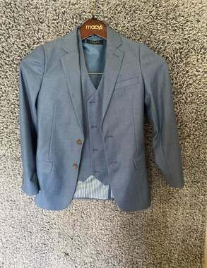 Paisley London Boys Sampson Slim Fit 2 Piece Suit Chambray Blue Size US 14